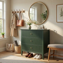 Load image into Gallery viewer, Fluted 3 Drawer Nightstand With Soft Close Slides
