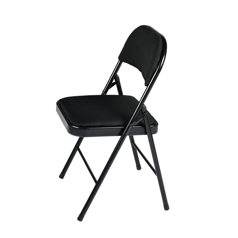 Faux Leather Steel Folding Chairs (Set of 4) - Black