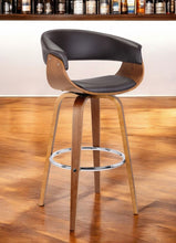 Load image into Gallery viewer, 27" Faux Leather And Iron Swivel Low Back Counter Height Bar Chair - Brown
