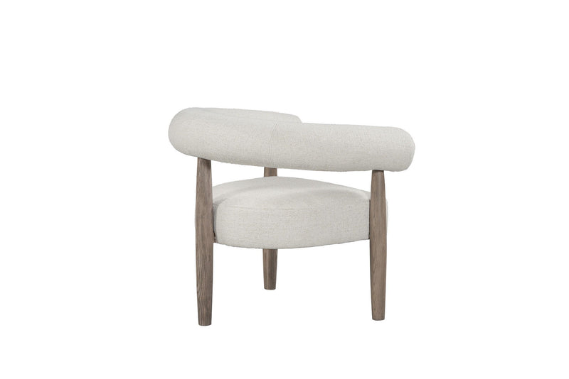 29" Fabric And Wood Arm Chair - Off White / Ash