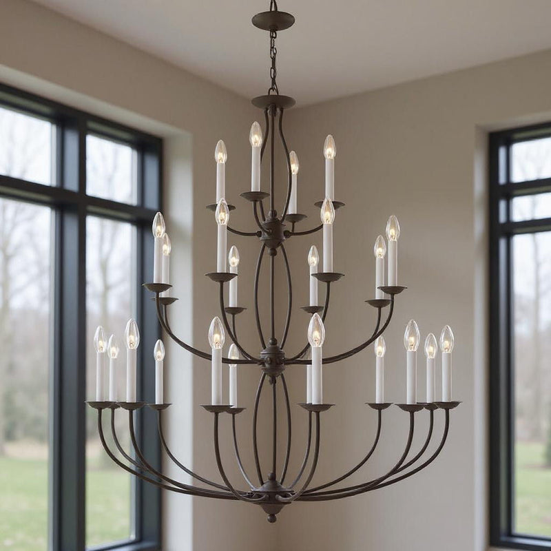50" Multi Light Dimmable Chandelier With Shades - Bronze