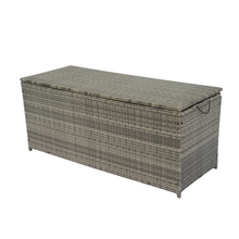 Load image into Gallery viewer, Outdoor Storage Box, 113 Gallon Wicker Patio Deck Boxes with Lid, Outdoor Cushion Storage for Kids Toys, Pillows, Towel Grey Wicker
