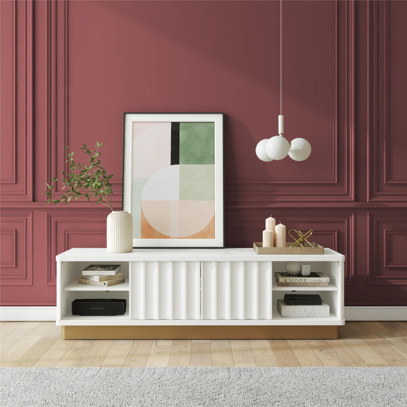 Rene - Scalloped TV Stand For TVs Up To 65" - White