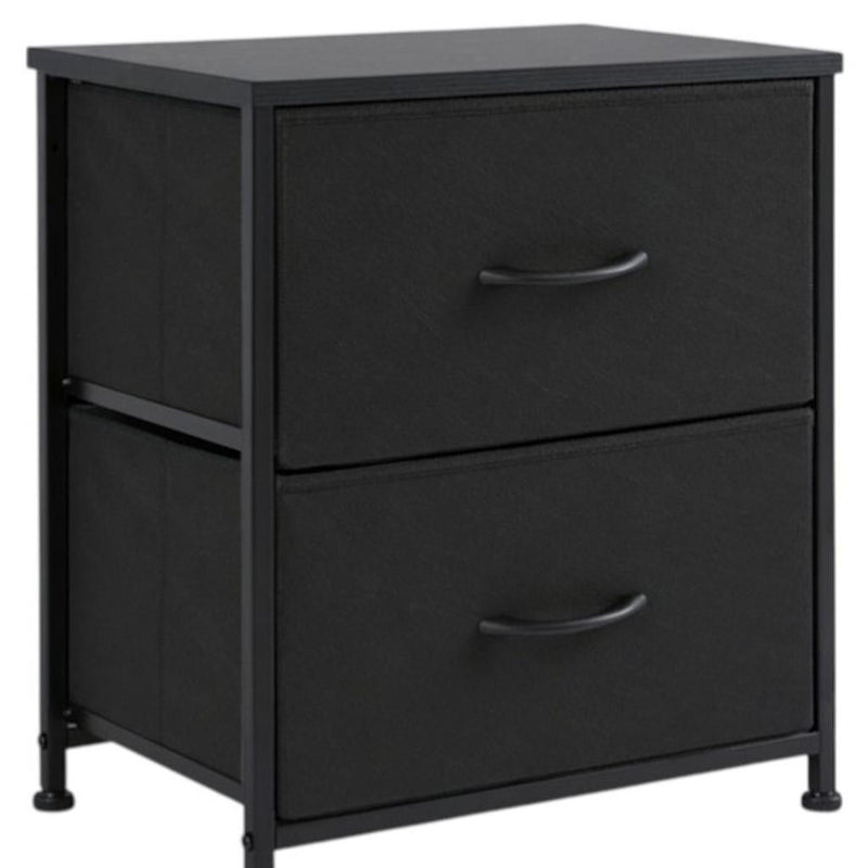 Fabric Metal And Wood Two Drawer Dresser - Black