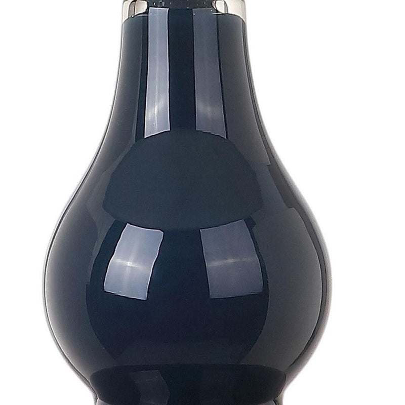 Gourd Desk Lamp With Drum Shade - Navy Blue