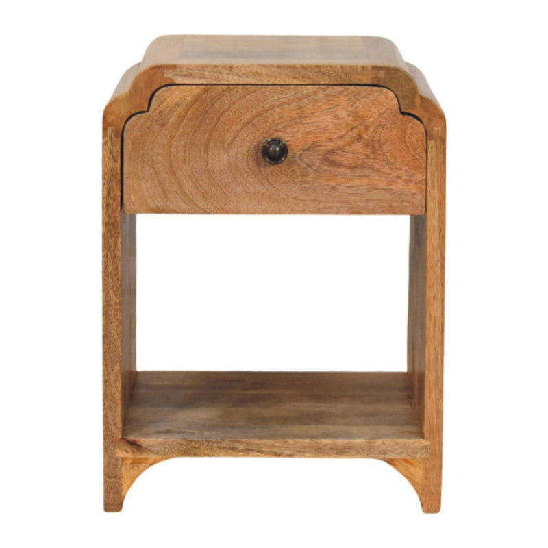 16" Solid Wood One Drawer Scallop Edge Nightstand - Oak