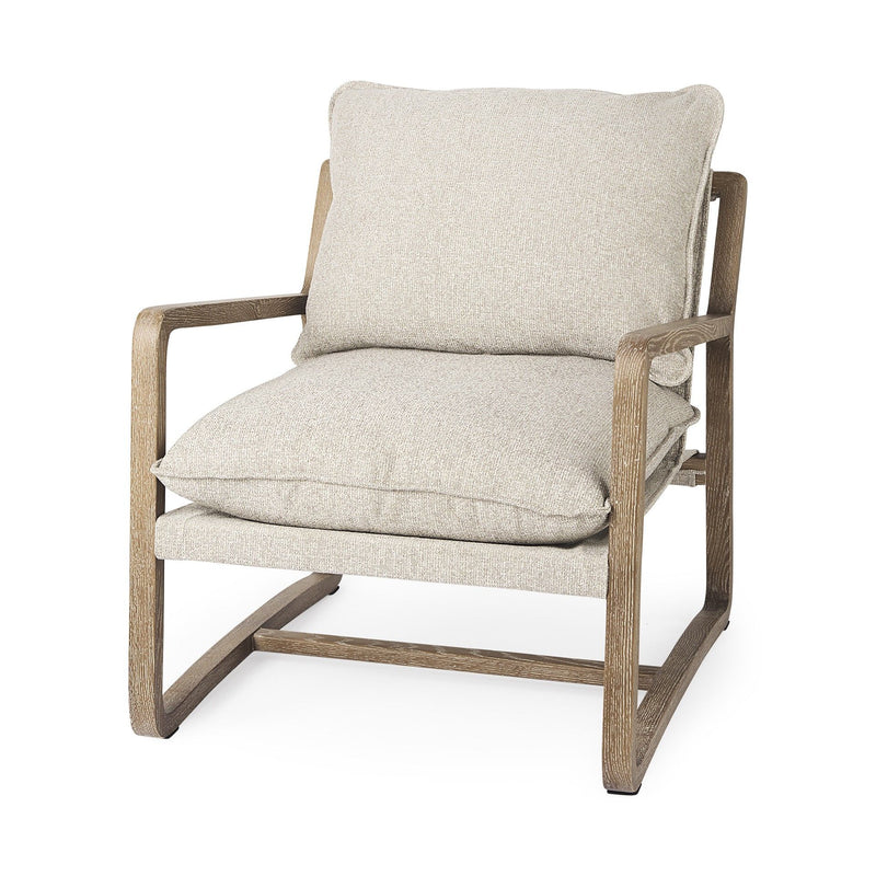 34" Contemporary Wood Fabric Lounge Chair - Brown