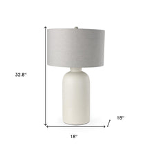 Load image into Gallery viewer, 33" Ceramic Round Bedside Lamp With Gray Drum Shade - Cream
