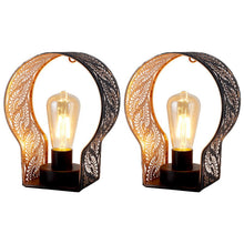 Load image into Gallery viewer, 7" Battery Operated Round Bedside Lamp With Pierced Shade - Black
