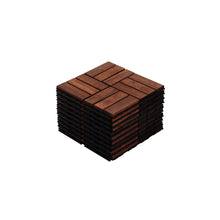 Load image into Gallery viewer, Interlocking Deck Tiles Checker Pattern, Square Acacia Hardwood Outdoor Flooring For Patio, Bancony, Pool Side
