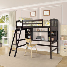 Load image into Gallery viewer, Twin size Loft Bed with Storage Shelves, Desk and Ladder, Espresso(OLD SKU :LP000140PAA)
