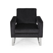 Load image into Gallery viewer, Modern Glam Club Arm Chair With Velvet Upholstery And Stainless Steel Legs - Black
