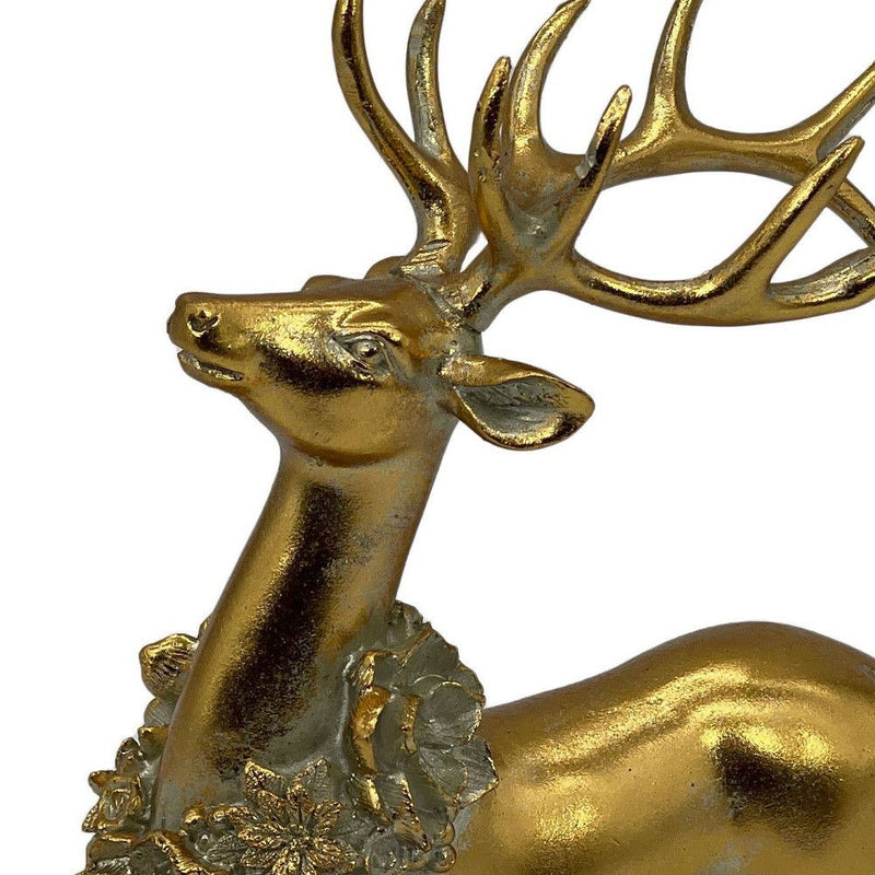 Reindeer Christmas Figurine Tabletop Sculpture - Gold