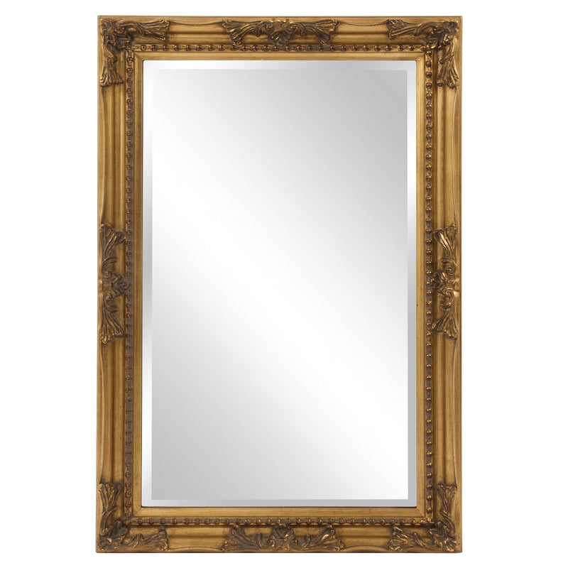 Rectangular Antiqued Frame Mirror - Gold