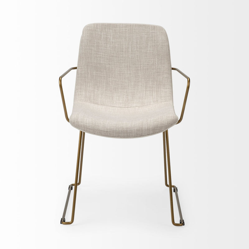 Upholstered Fabric Dining Room Arm Chair - Cream