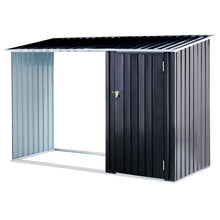 Load image into Gallery viewer, Firewood Storage Shed, Outdoor Firewood Rack, Outdoor Storage Shed With Log Holder, Firewood Shelter For Patio, Anthracite Galvanized Steel - Black
