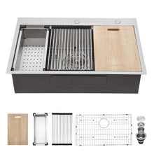 Load image into Gallery viewer, Drop In Kitchen Sink With Workstation, 16 Gauge - Brushed Nickel
