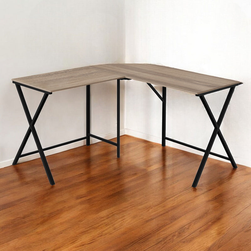 55" L Shape Computer Desk - Taupe And Black