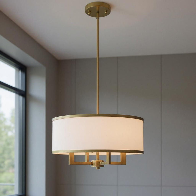 18" Four Light Dimmable Chandelier With Shades - Antiqued Brass
