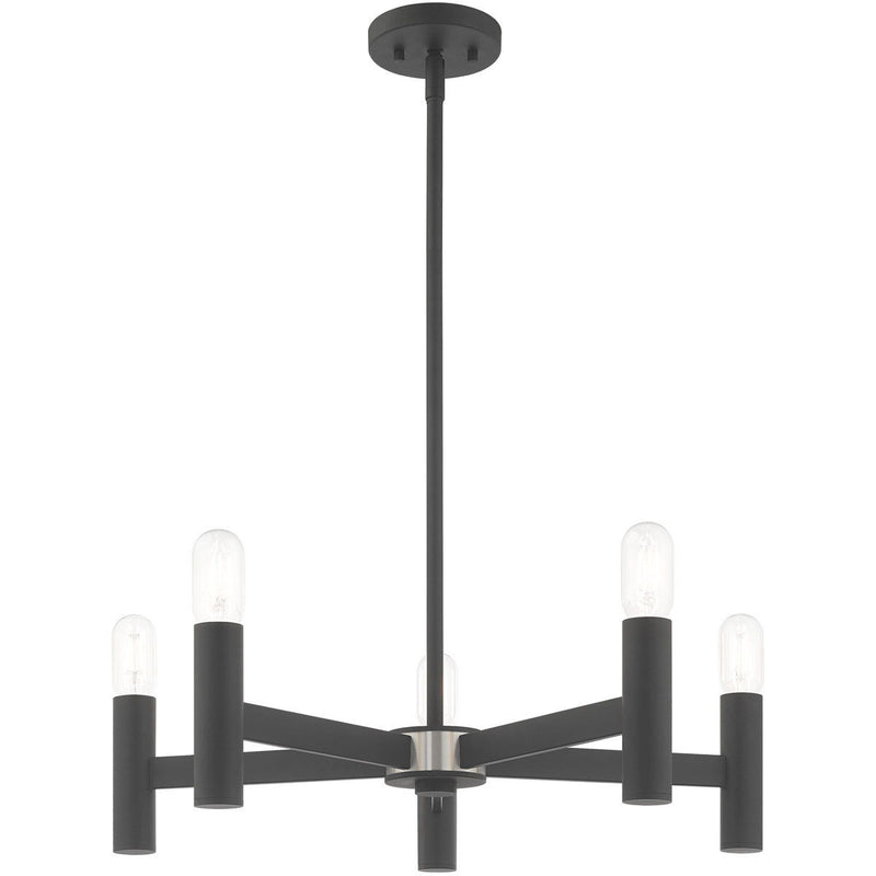19'' Five Light Dimmable Chandelier With Shades - Gray