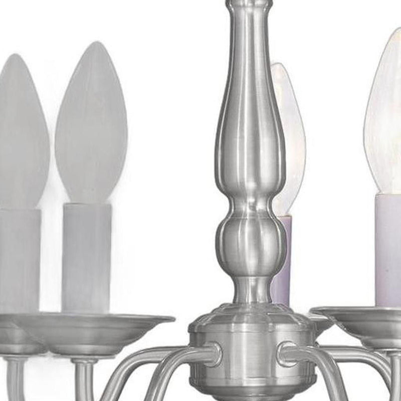 11" Five Light Metal Dimmable Chandelier With Shades - Nickel