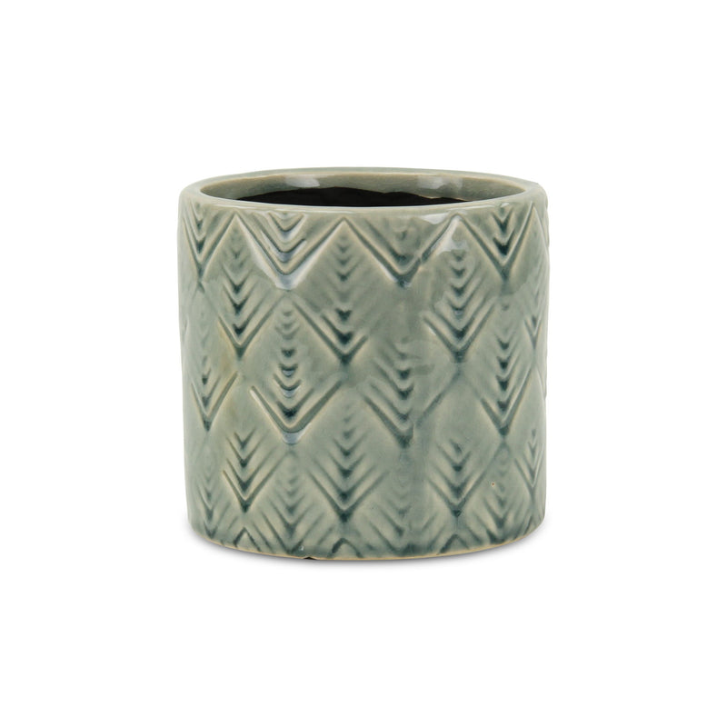 Geometric Round Pot Planter (487426) - Green