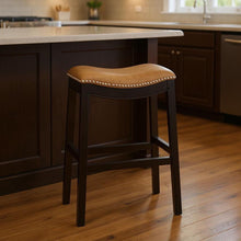 Load image into Gallery viewer, Backless Counter Height Bar Chair - Tan / Espresso

