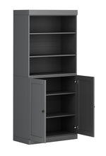Load image into Gallery viewer, Adjustable Six Tier Library Bookcase With Two Doors - Gray

