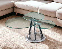 Load image into Gallery viewer, 32" Glass And Metal Round Floor Shelf Coffee Table - Clear And Silver
