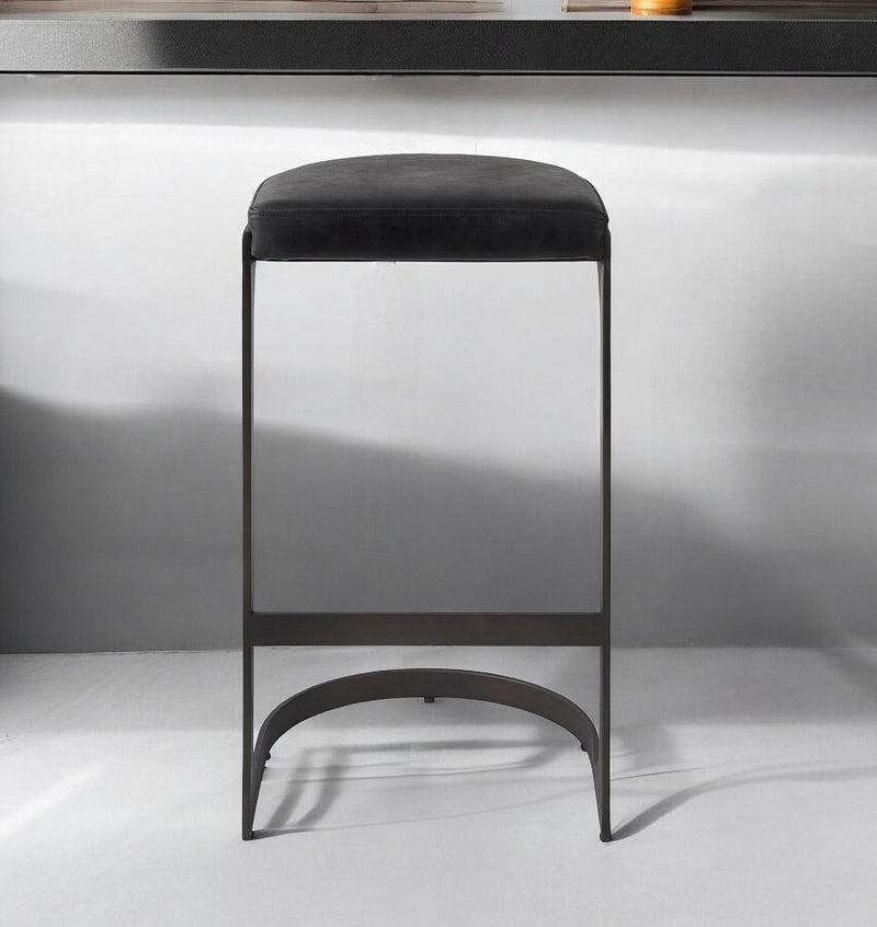 Iron Backless Bar Chair - Black