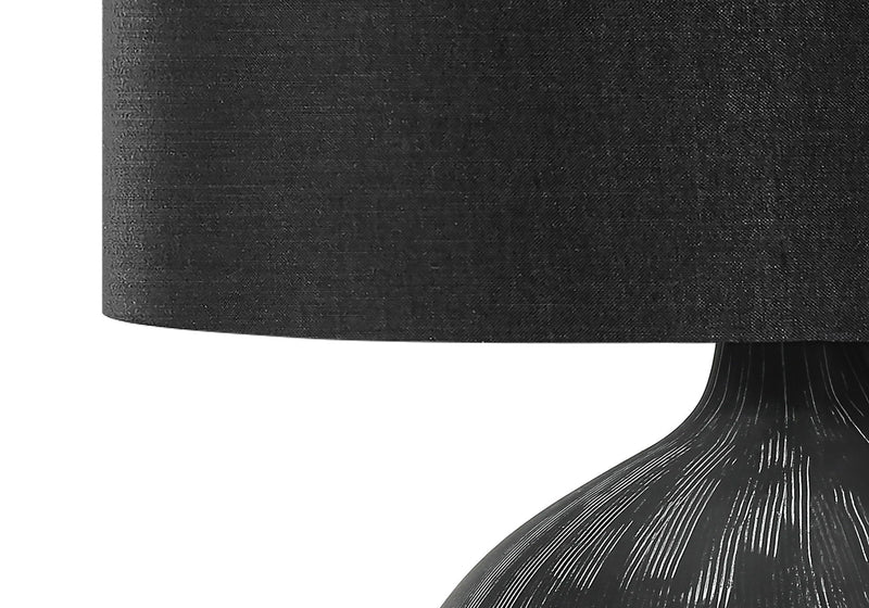 23" Ceramic Round Table Lamp With Black Drum Shade - Black