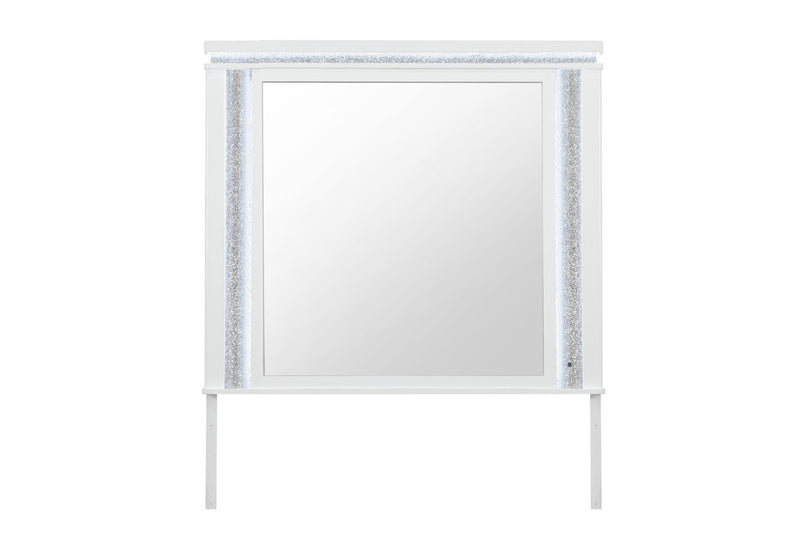 Wood Lighted Dresser Mount Framed - White