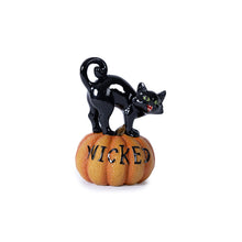 Load image into Gallery viewer, Poly Halloween Cat Figurines (Set of 3) - Black / Orange

