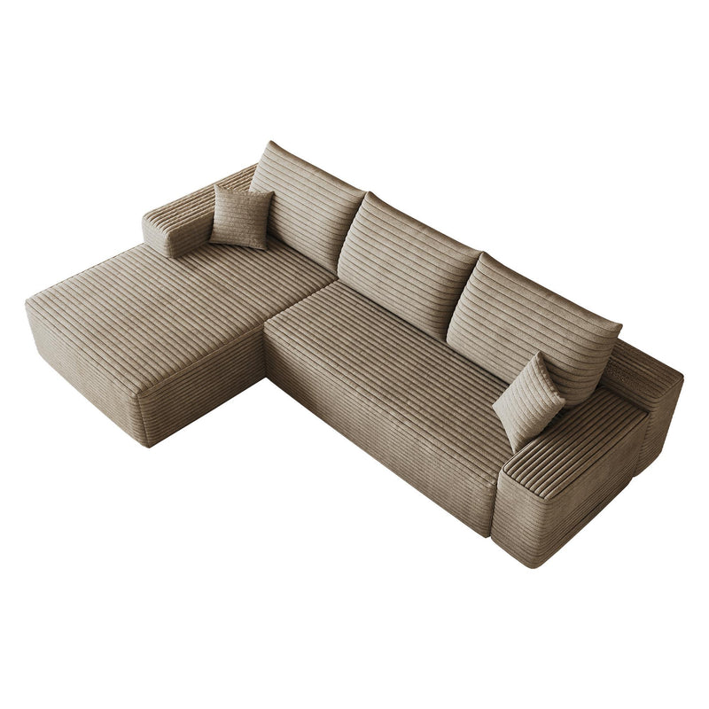 Corduroy Modular L Shaped Sofa And Chaise Sectional (762626) - Camel