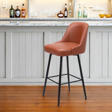 Load image into Gallery viewer, Faux Leather And Steel Bar Height Swivel Bar Chair - Brown And Black
