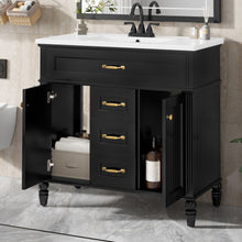 Load image into Gallery viewer, Bathroom Vanity With Sink, Flip-Out Top Drawer, Soft Close Doors, 2 Storage Drawers

