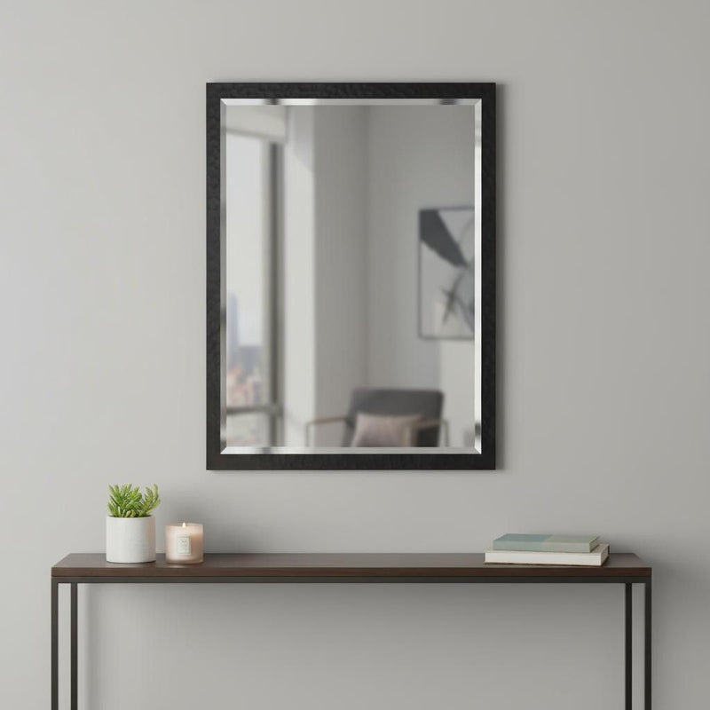 Hammered Geometric Finish Framed Accent Mirror - Black