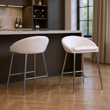 Load image into Gallery viewer, Metal Low Back Bar Chairs (Set of 2) - White And Silver
