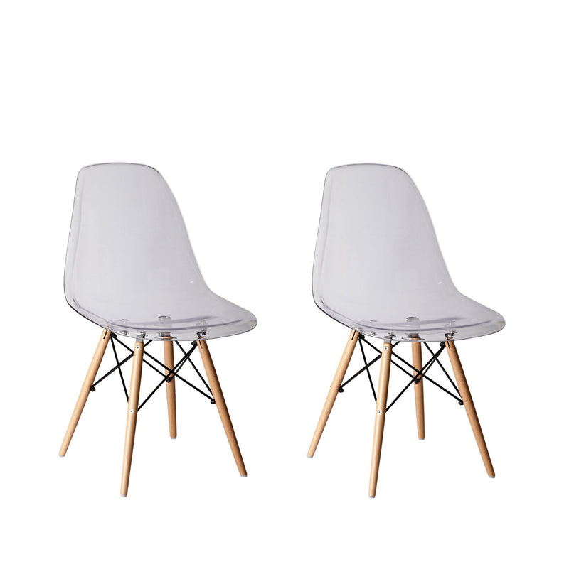 Heavy Duty Plastic Dining Side Chairs (Set of 2) - Clear / Natural