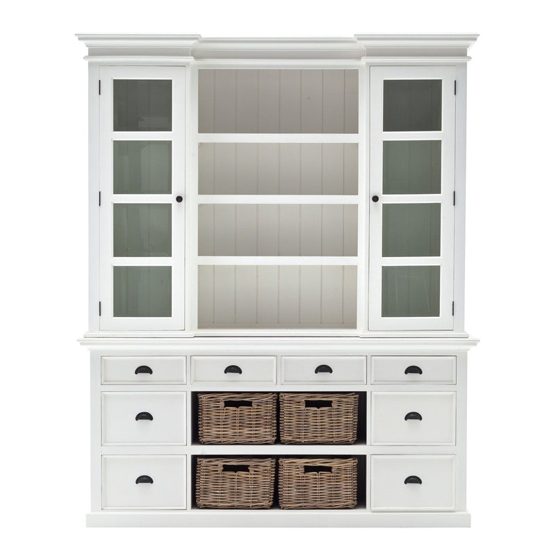 Bookcase With Doors Drawers Baskets - White