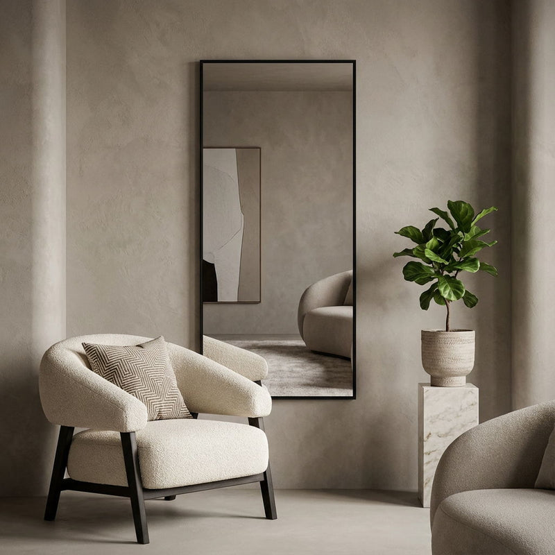 Metal Framed Full Length Hanging Mirror - Black