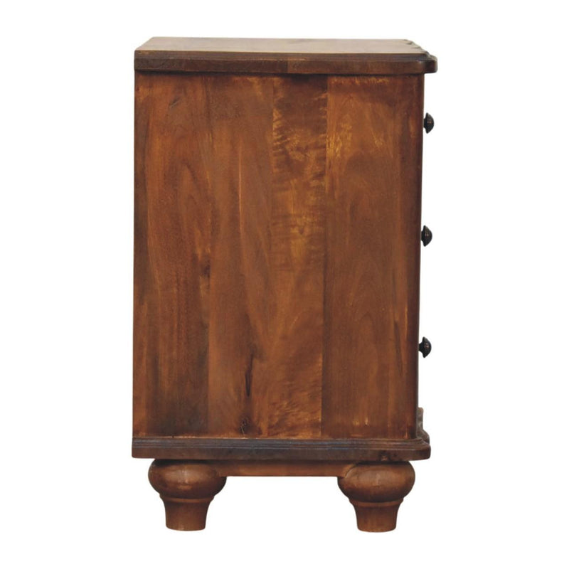 Solid Wood Three Drawer Nightstand (755328) - Chestnut