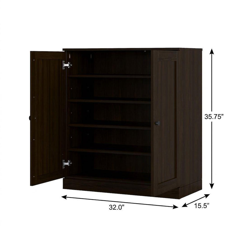 Twenty Pair Solid Woodshoe Storage Cabinet (752357) - Espresso