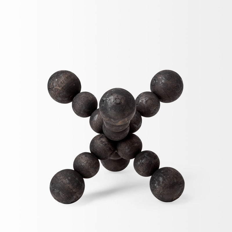 Beaded Wooden Decorative Jack - Black