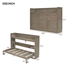 Load image into Gallery viewer, Murphy Bed With Desk, LED Light And USB Charging Station
