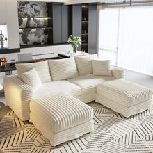 Load image into Gallery viewer, Deep Seat Convertible Sofa With Soft Pillows And Ottomans
