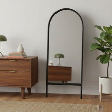 Load image into Gallery viewer, 71" Solid Wood Arch Freestanding Framed Full Length Mirror - Black

