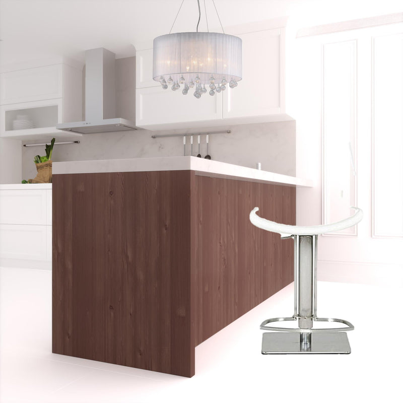 Faux Leather And Steel Swivel Low Back Bar Height Bar Chair - White And Silver