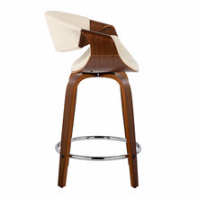 Load image into Gallery viewer, Symphony - Mid-Century Modern Fixed Height Counter Stool With Swivel And Round Footrest (Set of 2) - Walnut / Cream
