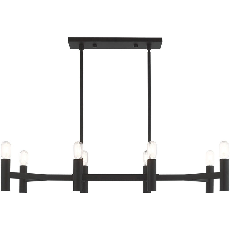 18" Eight Light Dimmable Chandelier With Shades - Black